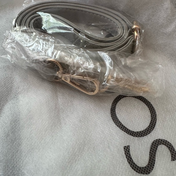 Gray Satchel with Gold Accents and Structured Design - Picture 11 of 11